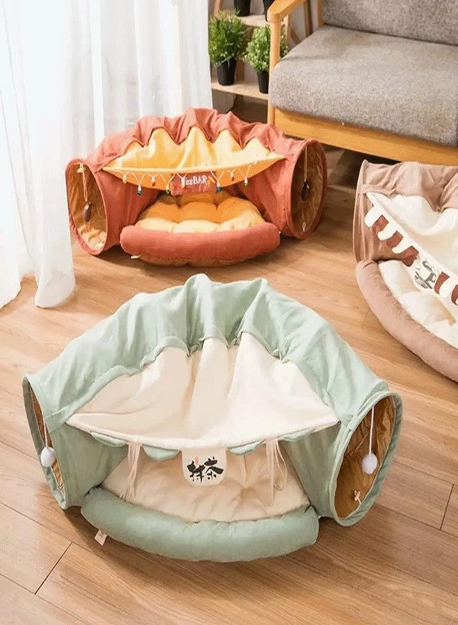 LEFTSTARER 2-in-1 Collapsible Cat Tunnel for Indoor Bed and Hideout - Pet Dog Rabbit Bunny Ferret Tunnel Tubes Toys with Removable Washable Mat, Tower Wheel Stuff - Image 4